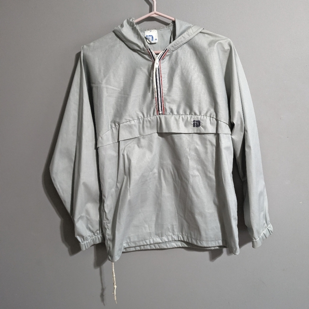 NWOT ID Vintage pullover windbreaker mens size 34 grey with front pocket